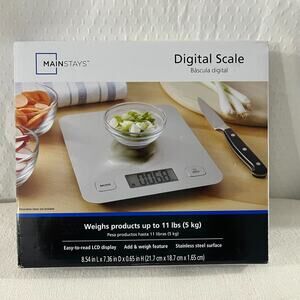 Mainstays Silver Stainless Steel LCD Digital Food Scale Weighs Up To 11 lbs